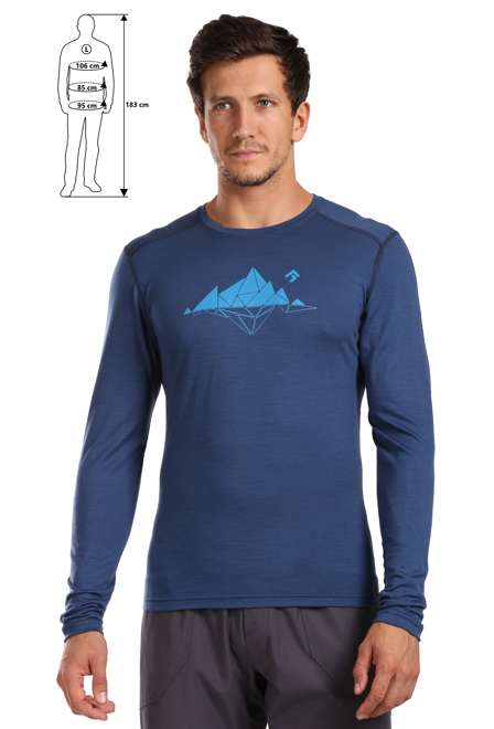 Fotogalerie Men's Merino T-Shirt FURRY LONG navy (Glacial lake)